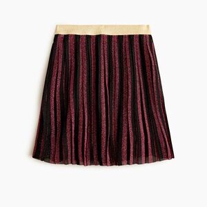 J.Crew Crewcuts Girls' Burgundy Stripe Pleated Midi Holiday Pull-On Skirt—XS